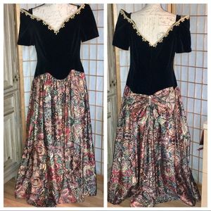 Vintage 80s Velvet Ornate Prom Event Gown